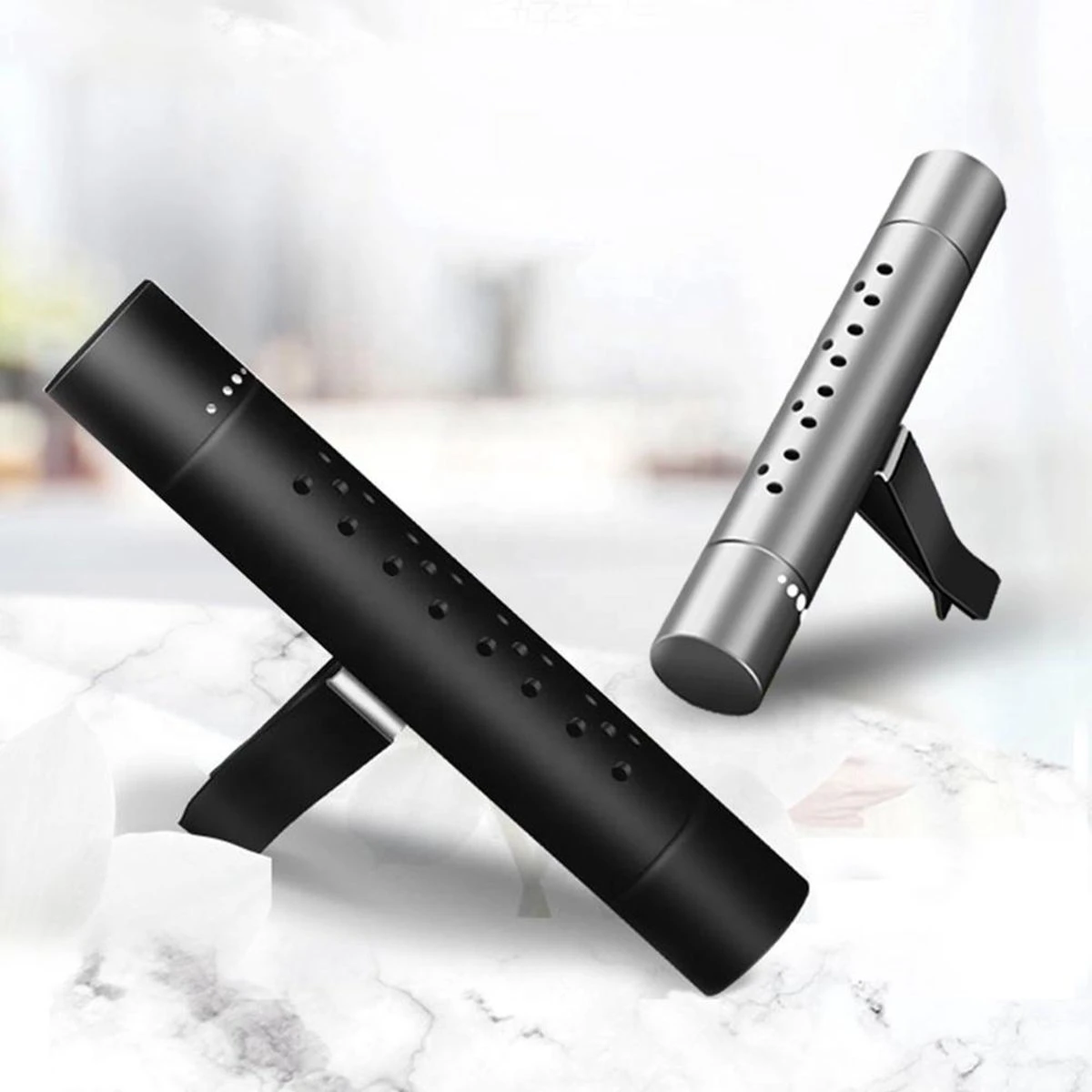 Autoparfum - Luchtverfrisser Auto - Inclusief 5 Geuren - Luxe Design - ZWART - Hervulbaar - Fris 1 Autoparfum - Luchtverfrisser Auto - Inclusief 5 Geuren - Luxe Design - ZWART - Hervulbaar - Fris